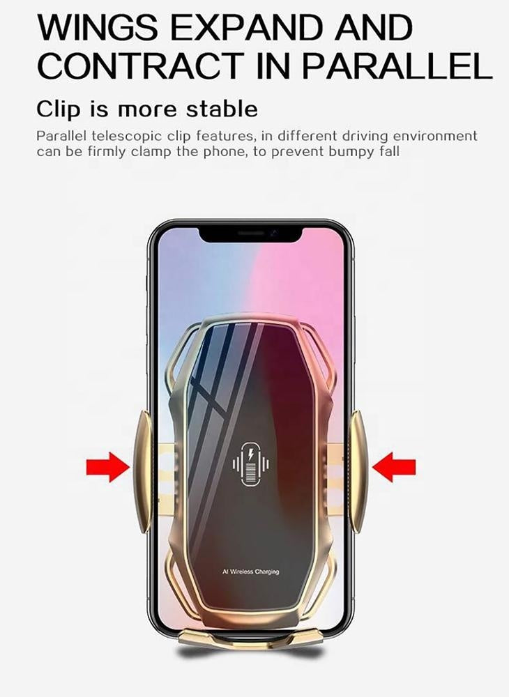10W Auto-Lock Wireless Car Charger – Smart Sensor Clamp