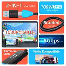 Cablu USB-C la Lightning Premium 2m - Împletit, Încărcare Rapidă iPhone