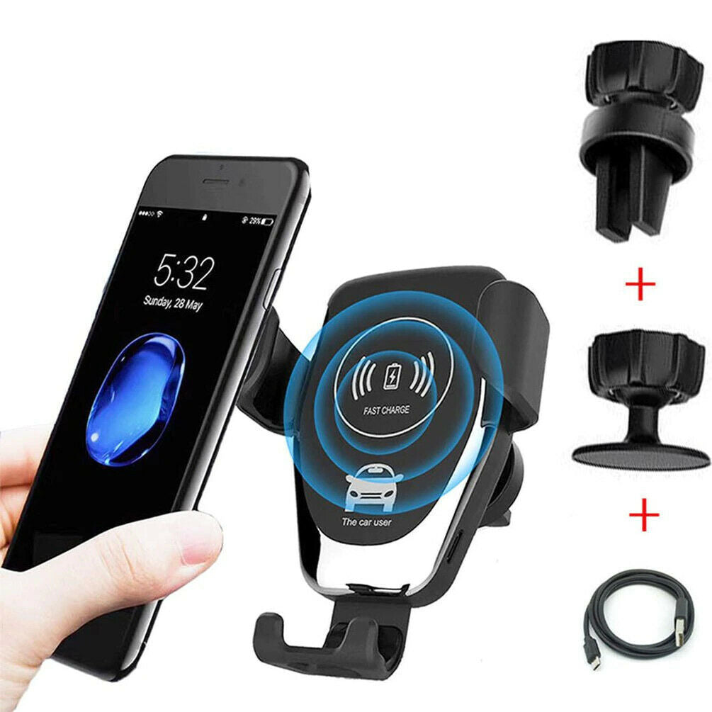 10W QI Fast Wireless Car Charger – Automatic Clamping Air Vent Mount